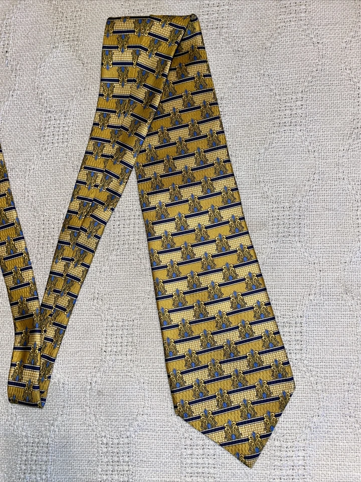 Corbata de vestir Richel Royal para hombre talla 57” 4” dorada geométrica negocios formal ciudad nueva sin etiquetas Foto 4 de 4