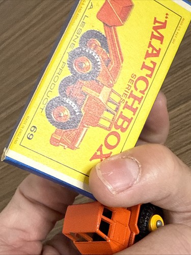 Vintage Lesney Matchbox Hatra Tractor Shovel #69 Solid Orange Near Mint Box - Bild 13 von 13