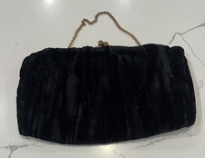 Vintage Black Velvet Clutch Bag