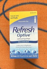 Refresh Optive Lubricant Eye Drops - 60 Vials - Dual Action Relief - EXP: 11/26