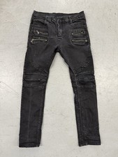 Balmain Paris Black Denim Biker Skinny Fit Ri...