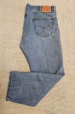 Levis 505 Jeans Mens Regular Fit Straight Leg Size 42x30 Medium Blue Wash 