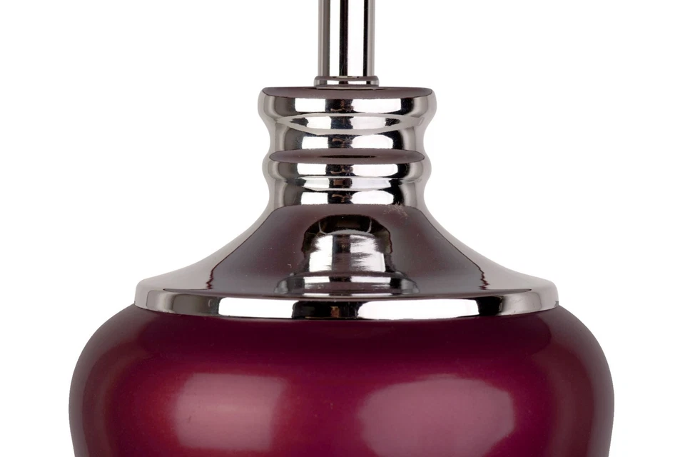 Table Lamp Hepburn Large Ceramic Red Fabric Shade Shiny Red Chrome Finish 58cm - Image 4 of 4