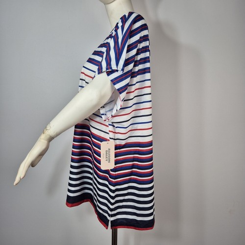 Allison Daley Women's Top Blouse Size 2X Stripe White Blue Red Short Sleeve (04) - Picture 3 of 10