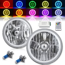 7" Multi-Color White Red Blue Green RGB SMD LED Halo Angel Eye Headlights Pair