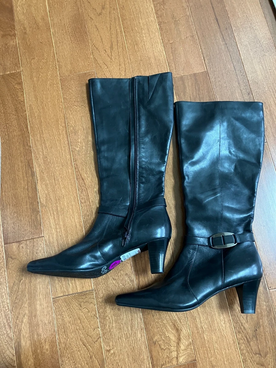 Anne klein black leather hotsell boots
