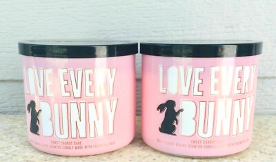 2 Love Every Bunny SWEET CARROT CAKE Scented 3-Wick Candle 14.5oz LOT/SET of 2