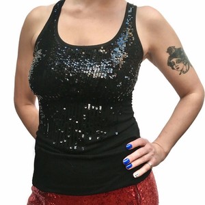 black sequin tank top