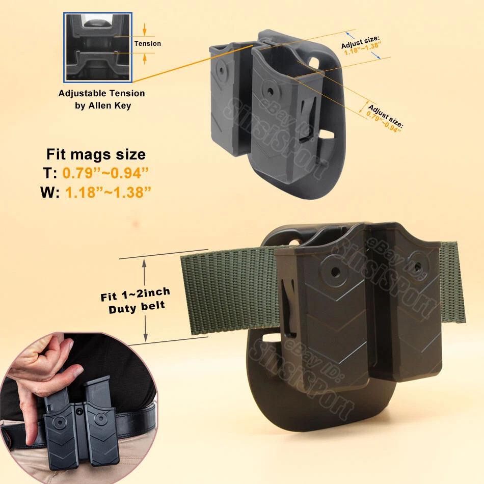 Double Mag Pouch Magazine Holster For Glock 19 19x Glock 17 26 22 23 g27 g 34 33 - Image 4 of 4