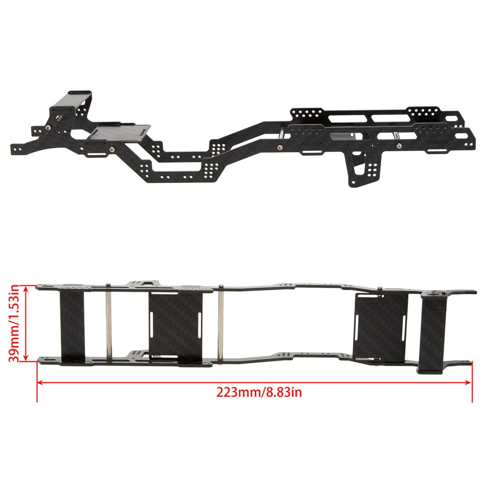 MARKENLOS Carbon Fiber LCG Chassis Frame Rails Set For 1/24 Axial SCX24 6x6 RC Cars Parts