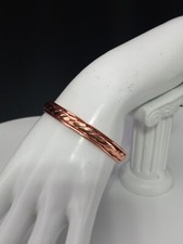 SOLID COPPER Magnetic Therapy Twisted Detailed 1/4 In Wide Size 7 Cuff Bracelet