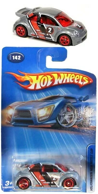 HOT WHEELS VW NEW BEETLE CUP 2004 5-SPOKE #142 US LONG CARD SILVER - OVP/MOC - Bild 1 von 4
