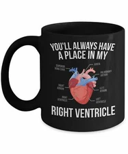 Funny Medical Biology Student Romantic Heart USA Black Ceramic Gift Mug 