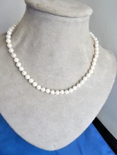 VINTAGE 18" 6. MM CULTURED PEARL STRUNG NECKLACE AKOYA  PEARLS STERLING CLASP