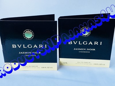LOT of 2~ Bvlgari JASMIN NOIR L'ESSENCE Eau de Parfum .05oz/1.5ml CARDED SAMPLES