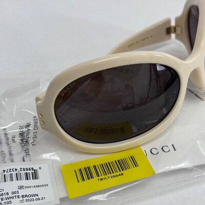 GUCCI White Brown Unisex Angular Mask 1381 Chunky Bold Gg1381S