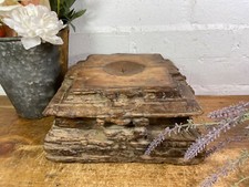 Vintage Reclaimed Hand Carved Indian Wooden Pillar Base Candle Holder Plinth