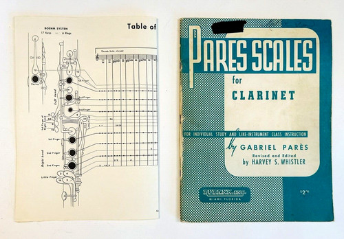 Pares Scale For Clarinet 1941 W/ Table Of Fingering For The Boehm System