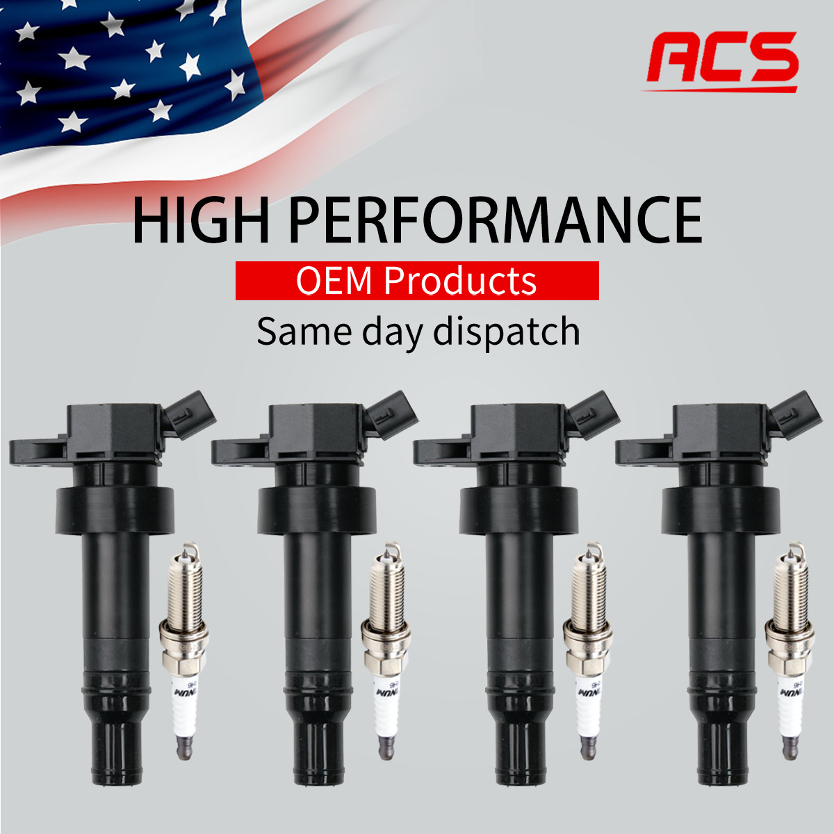 4X Ignition Coil + Spark Plug OEM For Kia Rio Soul Hyundai Accent Veloster UF652