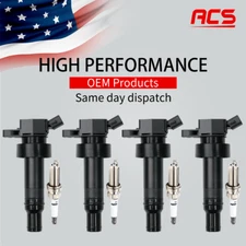 4X Ignition Coil + Spark Plug OEM For Kia Rio Soul Hyundai Accent Veloster UF652