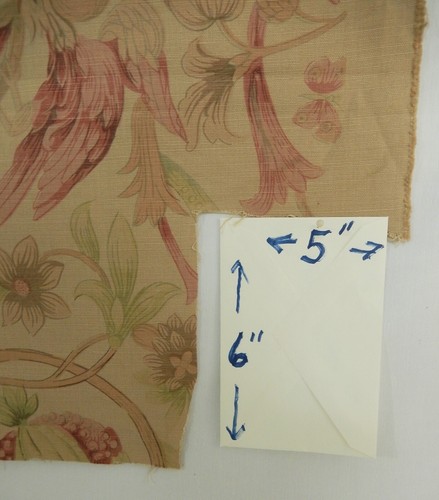 G.S. Tessuti "Tessuto stampato flora e fauna. Rosa verde marrone. 54,5 x 33". F-228 - Foto 4 di 12