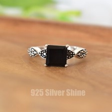 BLACK ONYX NATURAL GEMSTONE 925 STERLING SILVER HANDMADE JEWELRY RING 3 TO 12