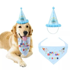 Pet Party Decoration Set Dog Birthday Triangle Scarf Hat Dog Birthday Decor η