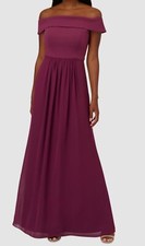 Adrianna Papell Women's Purple V-Neck Off-The-Shoulder Chiffon Gown Size 10