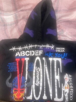 V lone ,Graphic Hoodie ,XL ,black ,good condition