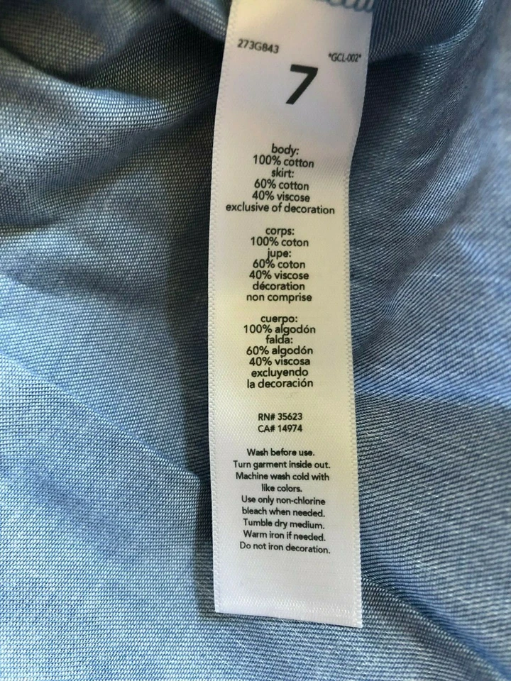 Camisa y falda vaquera Carter de una pieza para niñas talla 7 ~ nueva con etiquetas ~ venta al por menor $26 Foto 3 de 3