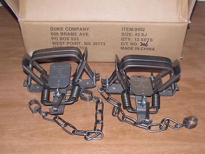 2  Duke # 2 Square Jaw Coil Spring Trap Coyote Bobcat Fox Lynx 0492 NEW SALE