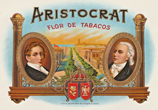 ARISTOCRAT CIGAR BOX INNER LABEL Flor de Tabasco's Busts Central Havana Noblemen