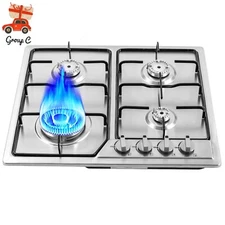 Stainless Steel Gas Cooktop 4 Built-in Burners Gas Hob LPG/NG Gas Stove Cooker