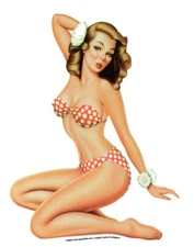 #SEXY #VINTAGE #Nostalgic #PINUP GIRL red polka dot #BIKINI #STICKER/#DECAL