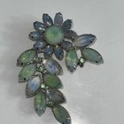 Kramer Of New York Blue & Green Givre Glass & Rhinestone Brooch & Clip Earrings  — photo 2
