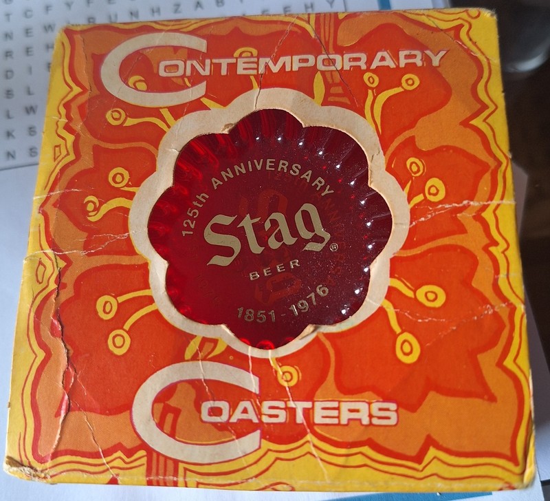 brewerania Stag 125th anniversary coasters circa 1976 in box