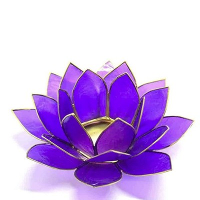 Lichthalter Lotus Beleuchtung 7 Chakren Lila Gold Kerzenhalter Licht Blume