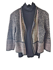 Chicos Women's sz 1/ 8/10 Evening Jacket Gold/black Sequin Accents