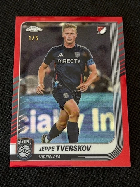 2025 Topps Chrome MLS Jeppe Tverskov Red Refractor #1/5 San Diego