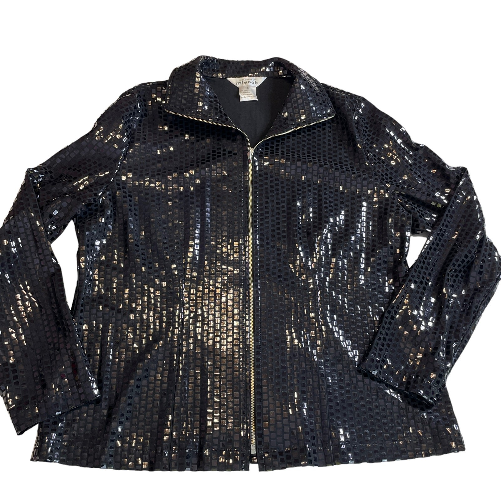 Exclusively Misook Black Square Pattern Shiny Ful… - image 7