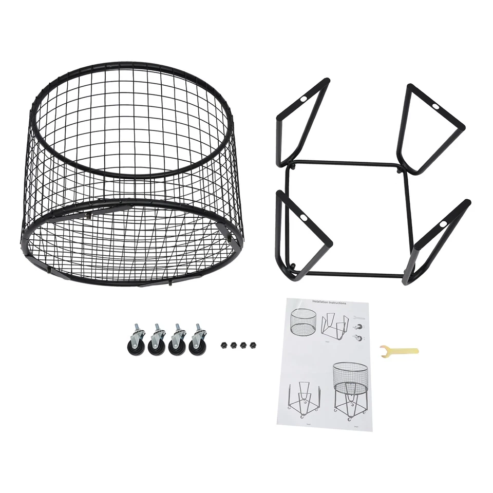 Metal Mesh Laundry Storage Cart Laundry Basket with Wheels Storage Cart,black. - Image 2 of 4