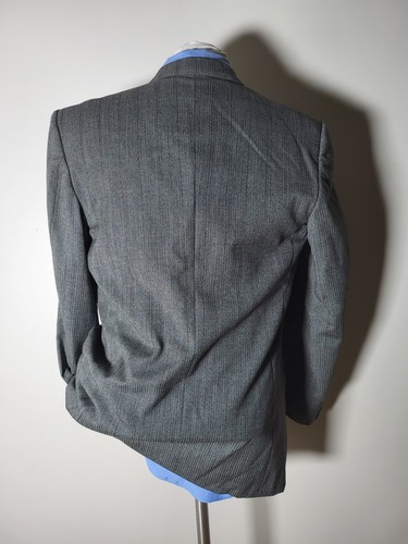 Abrigo Blazer Chaqueta 42L Giorgio Armani Doble Pecho Negro Ancho Tiza Rayas - Imagen 5 de 9