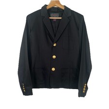 Vintage Ralph Lauren Gold Buttons Black Blazer Size M Equestrian Preppy Cotton