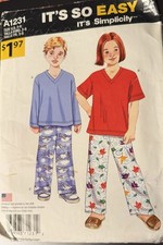 It's so easy Simplicity pattern A1231 Children's Pants Knit Top size 3-8 uncut
