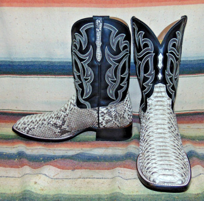 Mens Rujo The Preston White Snakeskin / Leather Cowboy Boots 14 D  New in Box