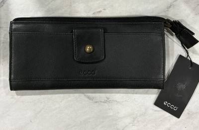 ECCO Billfold Wallet Black Leather  SS07 Coin & Credit Card Holders New W/Tags