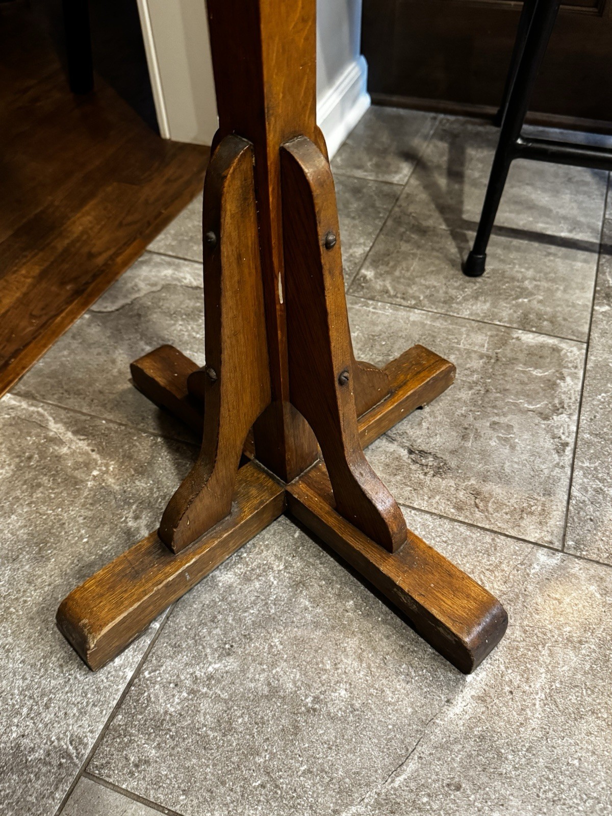 Vintage 1950's Industrial Wood Coat Tree Hat Rack Transitional