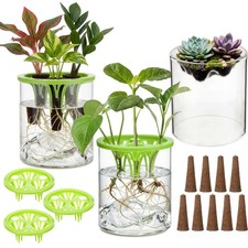 3 Sets Plant Propagation Station Vase Hydroponic Planter Pot Terrarium Glass ...