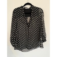 Alice + Olivia Black Daisy Sheer Fairy Whimsigoth Romantic Embroidered Top S