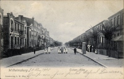 Postcard Hamburg Wilhelmsburg, oak avenue, children - 11564833